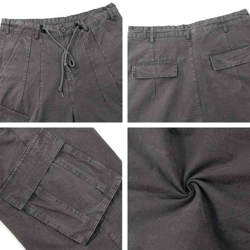 American Style Washed Vintage Work Unisex Trendy Loose Straight Wide Leg Casual Pants B5