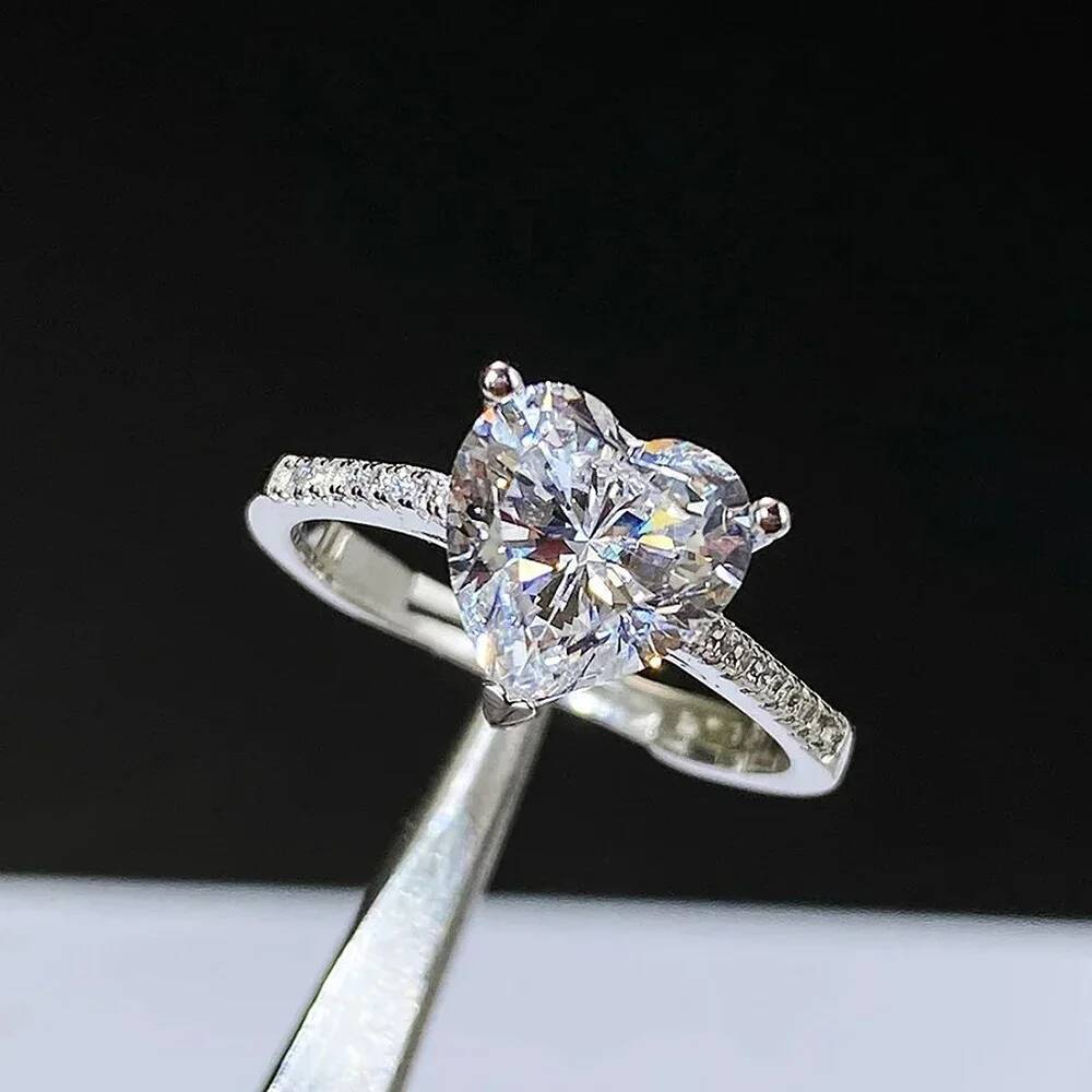 1/2carat Heart Cut Moissanite Engagement Rings for Women 100% 925 Silver D VVS1 Lab Diamond Promise Wedding Ring with Certficate