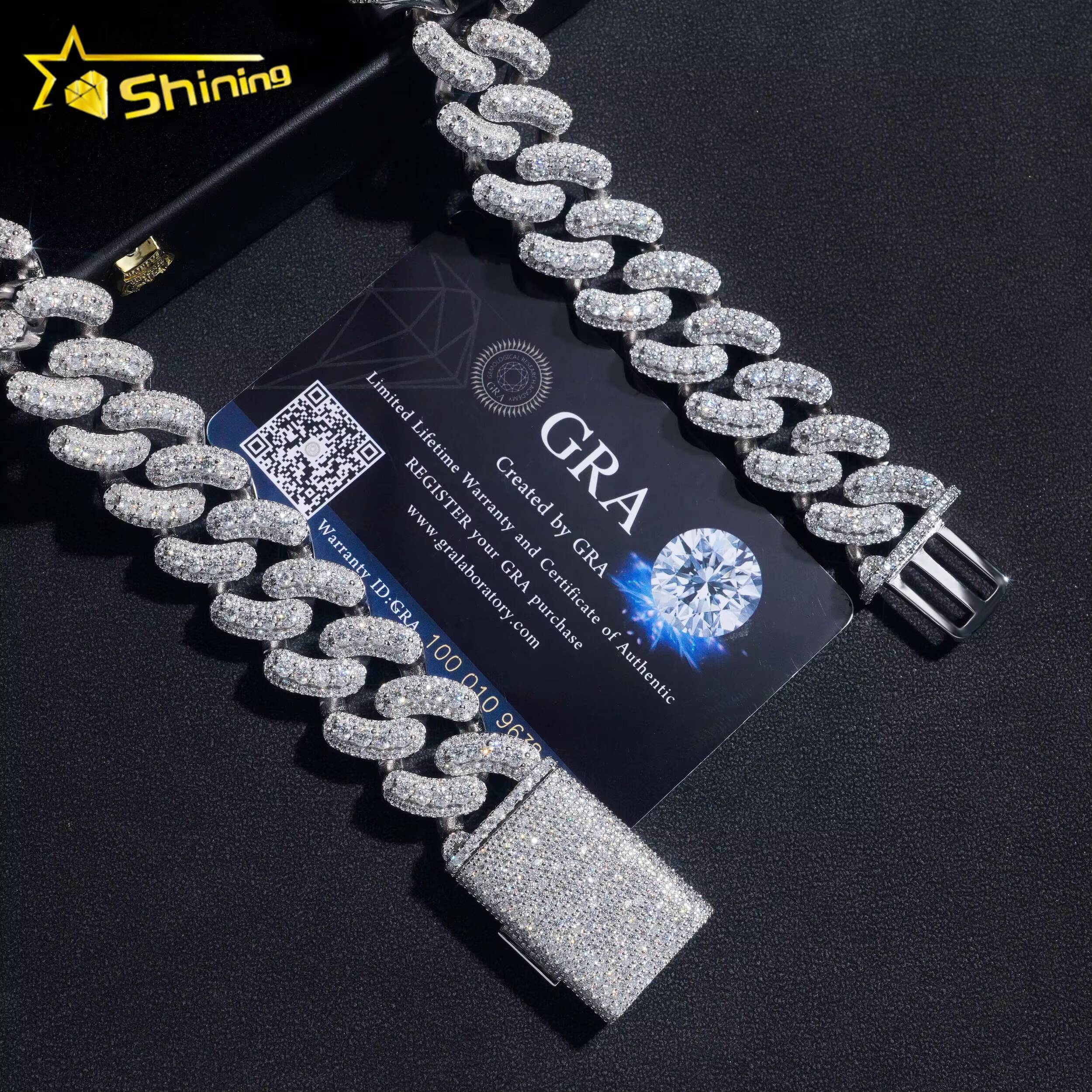 Hip Hop Jewelry Sier Gold Plated 20MM Big Heavy Iced Out Necklace VVS D Color Moissanie Dia Miami Cuban Link Chain