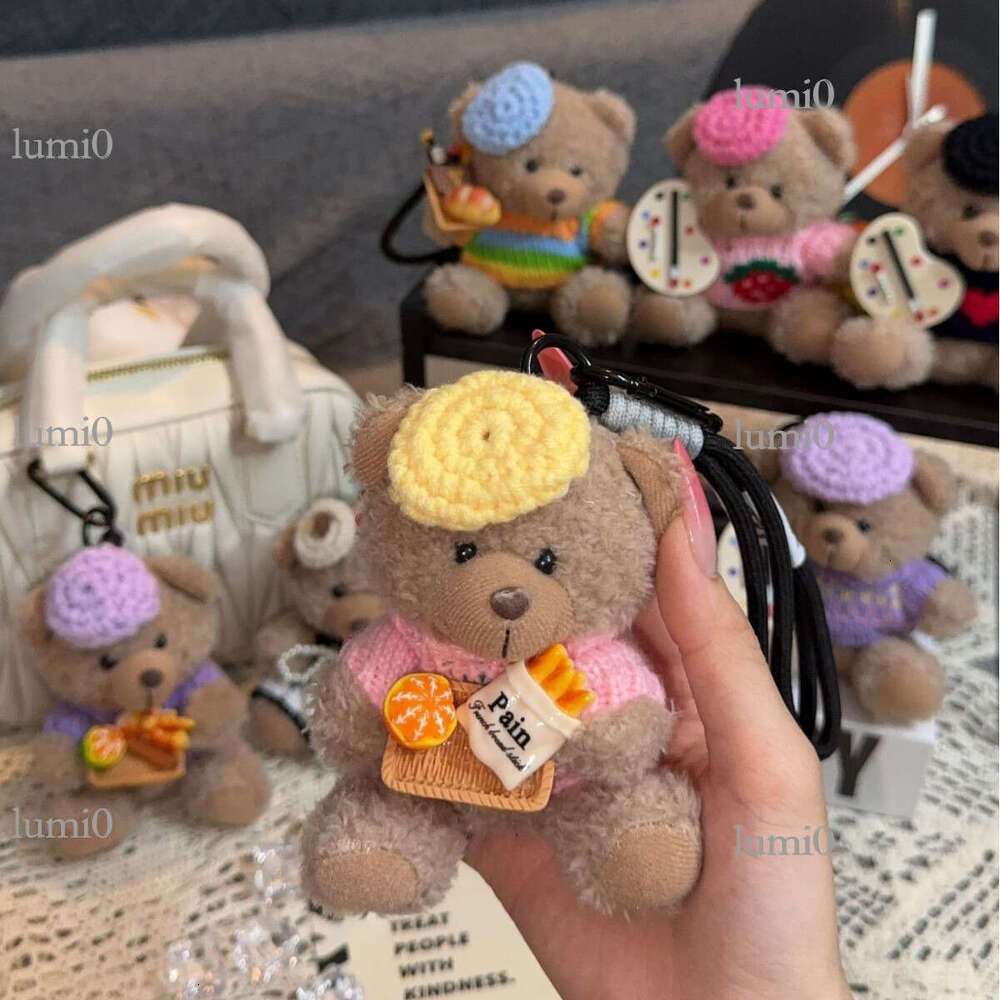 Cartoon Dressing T-shirt Little Brown Plush Teddy Bear Backpack Pendant Keychain Doll Car Hanging Decoration