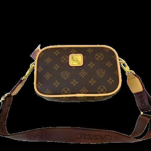 DHessentials Korean Style Bag - Fashionable Crossbody Shoulder Bag for Women, Minimalist PVC Handbag (Brown/Beige)