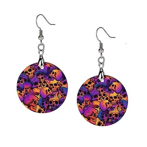 Cat Print Wooden Hoop Earrings Creative Exaggerated Twisted Large Circle