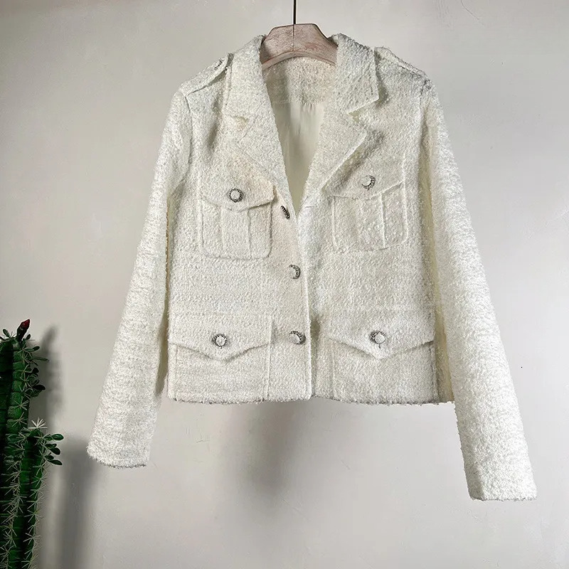 Spring and Autumn New Elegant Tweed Slim Top French Socialite Elegance Thin Long Sleeve Short Coat for Women