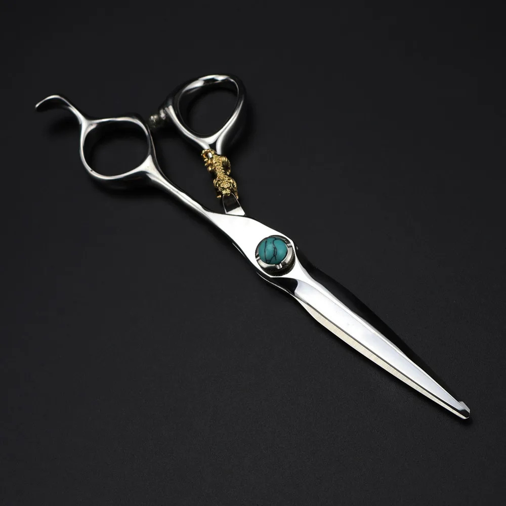 Professional JP440c steel 6 green gem hair scissors cutting barber tools Tiger haircut thinning shears hairdresser scissors 250812