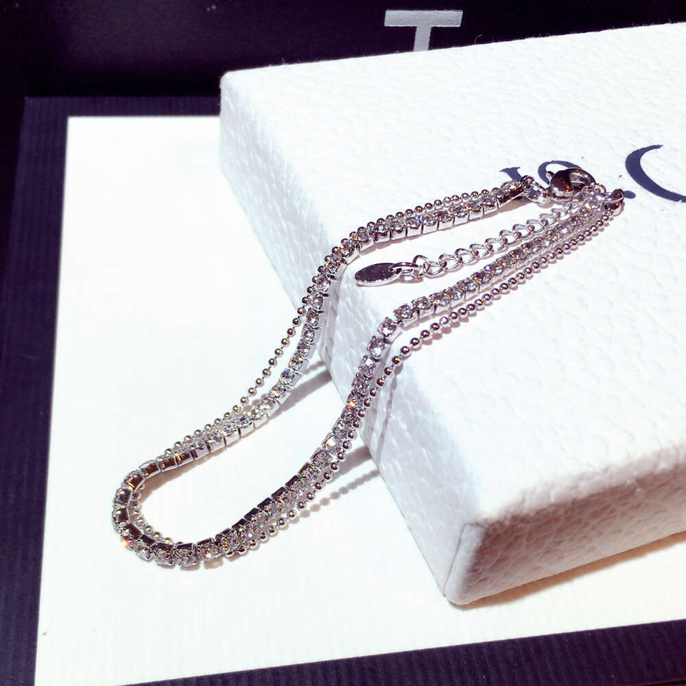 New Fashion Korean and Japanese Style Simple Inlaid with Rhinestones Double Layer Elegant Versatile Bracelet Jewelry for Women S00299