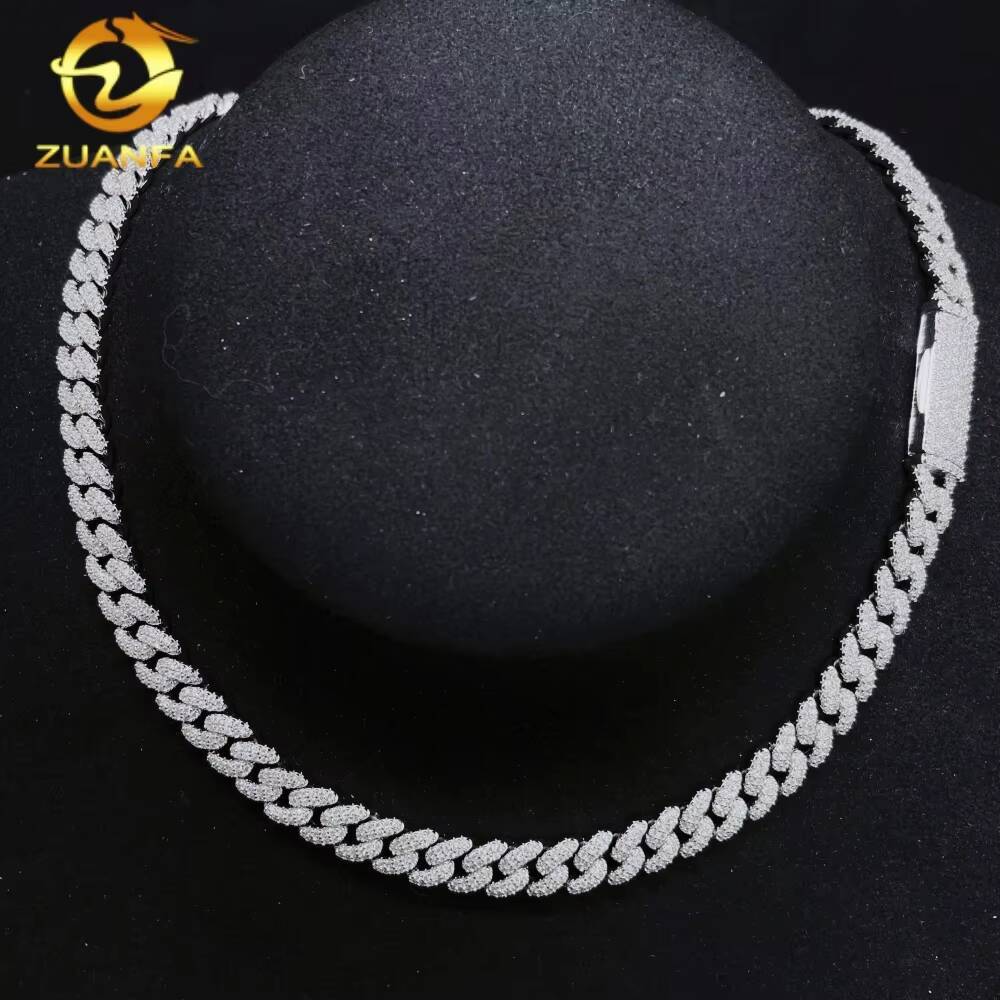 Promotion Price Hip Hop Necklace Fine Jewelry 925 Sterling Silver 8mm Iced Out VVS Moissanite Diamond Miami Cuban Link Chain