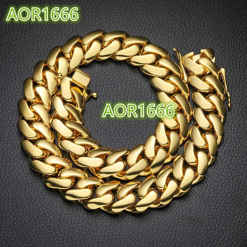 Wholesale Choker 14k 18k Gold Chunky Custom Gold Cuban Link Chain Golden Cuban Miami Chain16mm-22mm Miami Cuban Chain Necklace