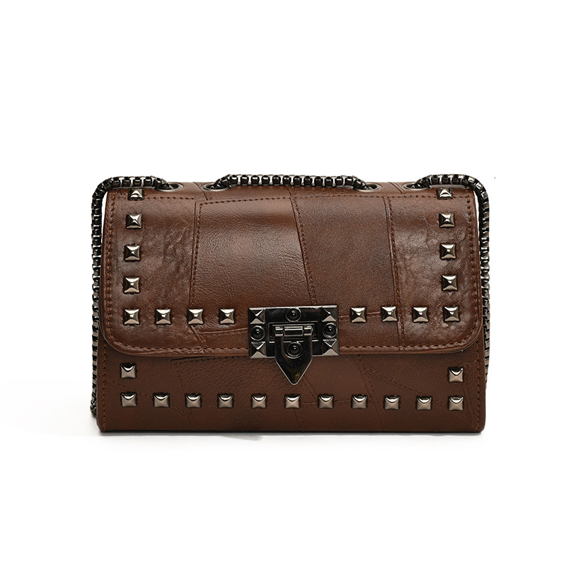 Luxury Brand Designer Bag Single Shoulder Bag Chain Rivet Lock Casual Versatile Underarm Bag Simple Texture Commuter Motorcycle Style Bag For Women