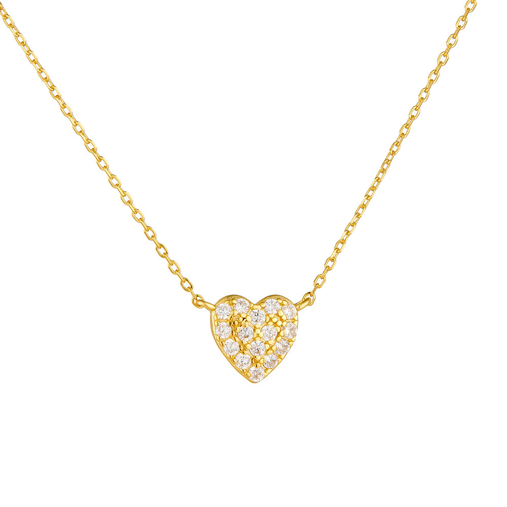 S Pure Sier Heart-Shaped Micro-Paved Zircon Necklace for Women, Light Ins Sweet Versatile Full Dia Heart Collarbone Chain Jewelry for Women