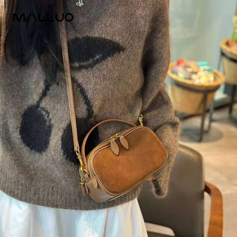Women's Cow Genuine Shoulder Ladies High Quality Nubuck Leather Handbag Female Fashion Design Crossbody Bag