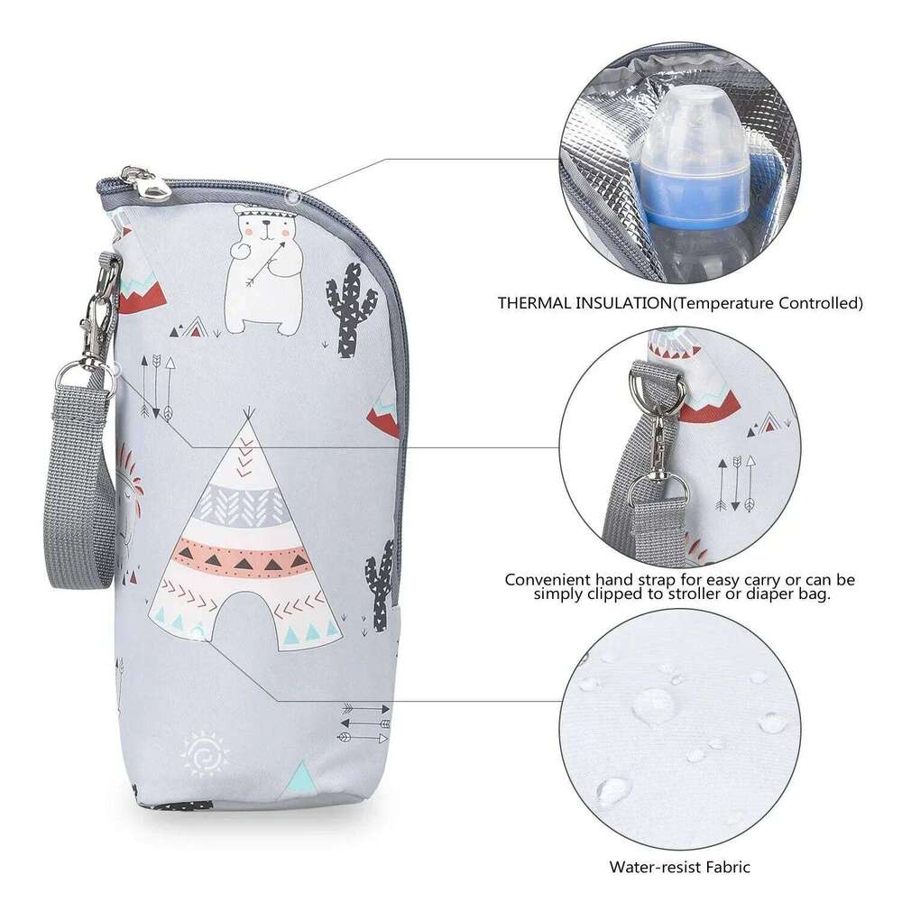 Baby Warmer Infant Feeding Bottle Aluminum Foil Insulation Bags Portable Outing Stroller Hanging Bag for Storage Cups