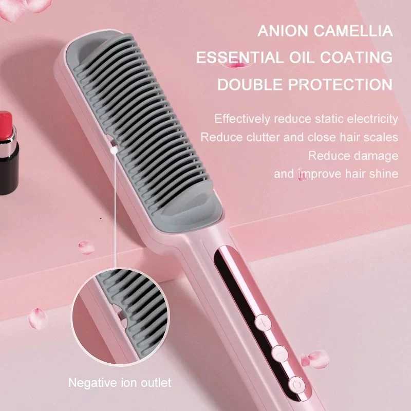 Professional Hot Combs Anti-scalding Hair Straightener Brush Ceramic Hair Curler Heated Electric Smart Brush Hair Straightener W250814