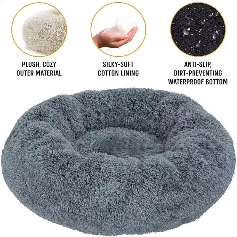 70-90cm Round Pet Bed For Large Dog Bed Super Soft Cat Bed Plush Cat Nest Winter Warm Pet Dog House