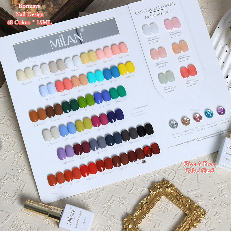 Rormays Whitening gel Polishing 48PCS Mixed Varnish Semi Permanent Shining UV LED Brick Solid Color Nail Glue Salon Primer Finish Nail Glue Wholesale 