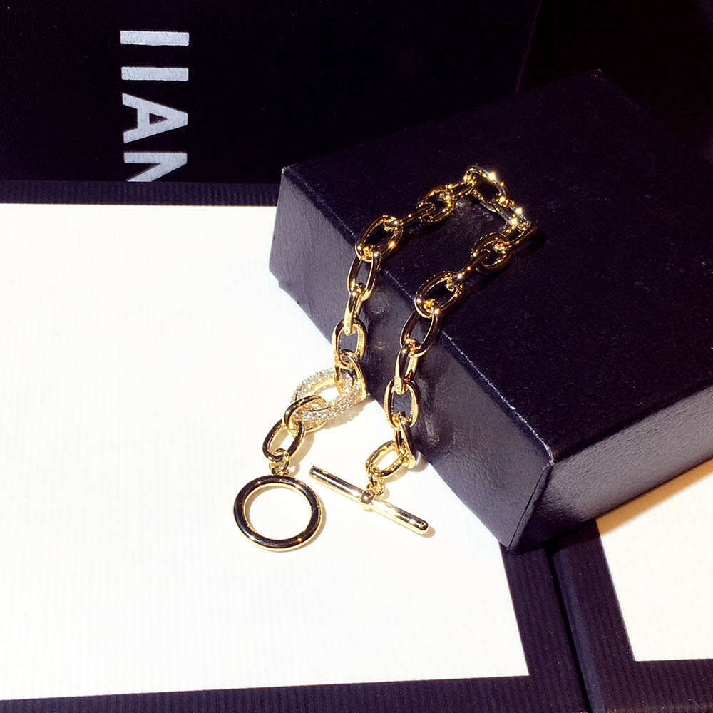 New Fashion Design Korean Japanese Style Thick Bracelet with Zircon Inlay and Buckle, Elegant Versatile Bangle Jewelry for Women S00316