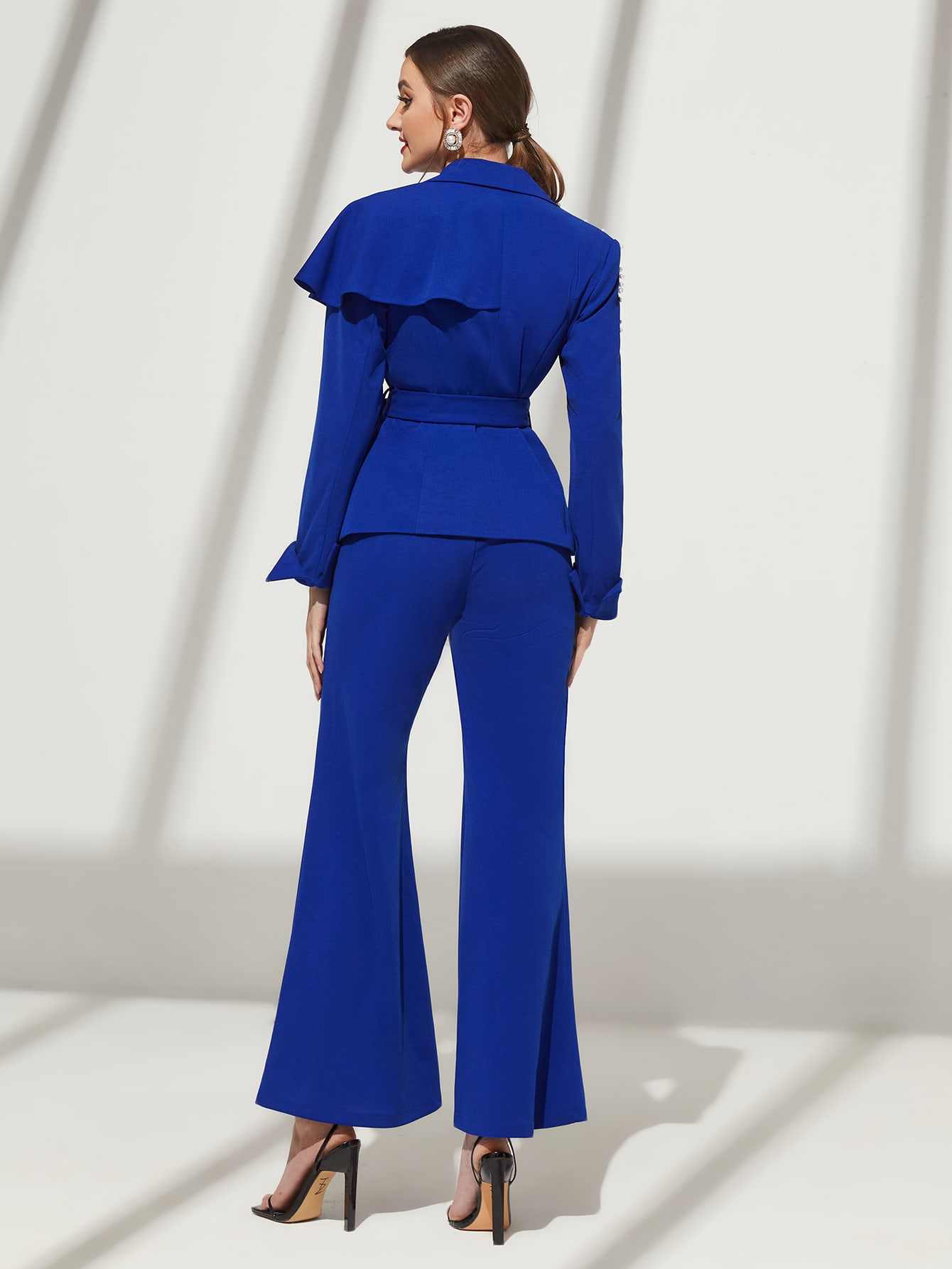 Modern Women Suits 2 Pieces Jacket Blazers Belt Crystal Beadeds Formal Work Wear Customized Plus Size Party Sets Customized