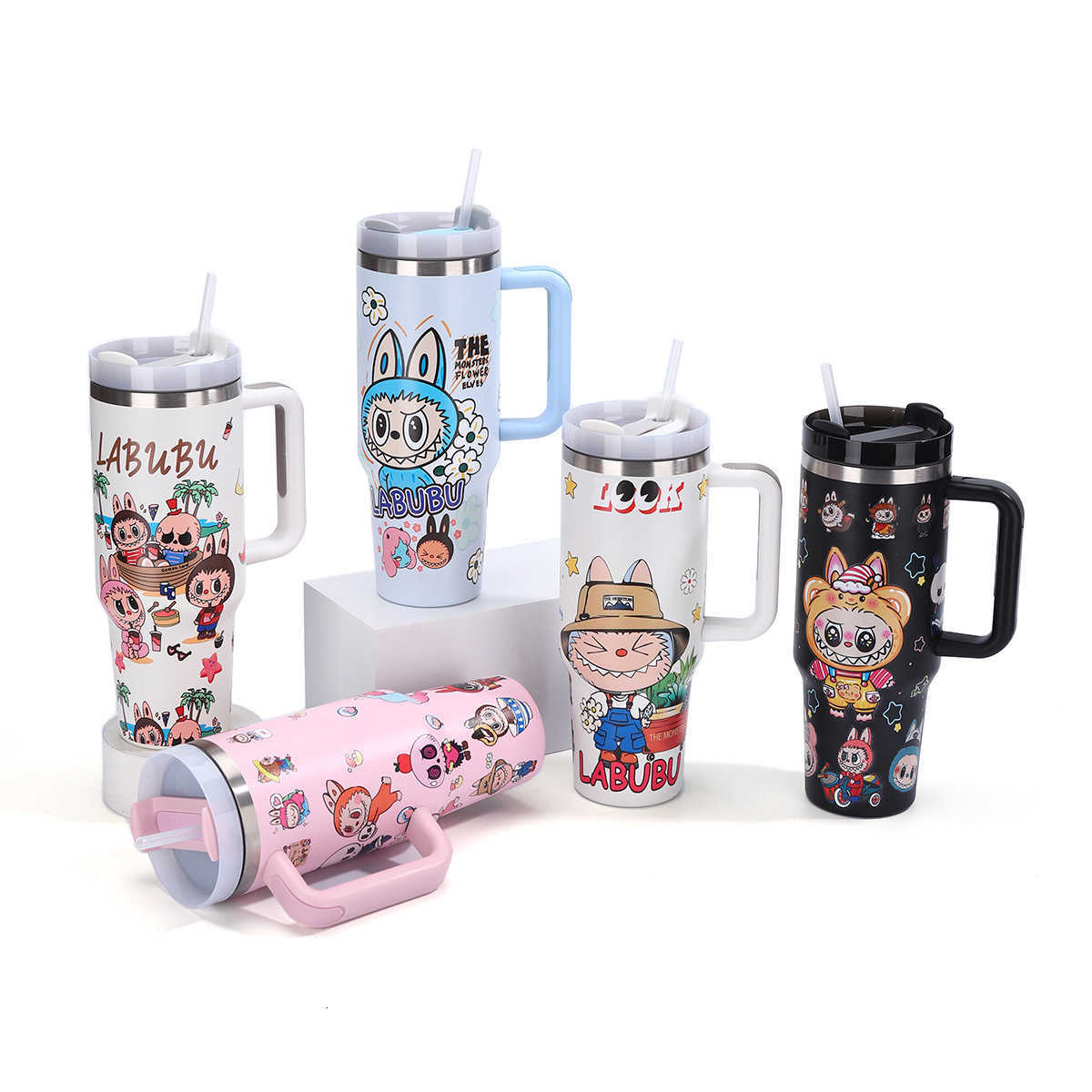 New Labubu Stainless Steel Car Insulated Water Bottle 40oz With Handle Ice Preservation Beverage Container Anime Themed X250612