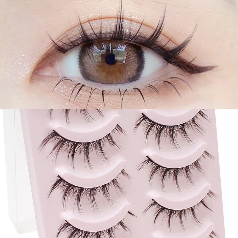 DINGSEN Eyelash Anime Lashes 5 Pairs Little Dlashes Natural Daily Makeup Manga Eyelashes Clear Band 250811