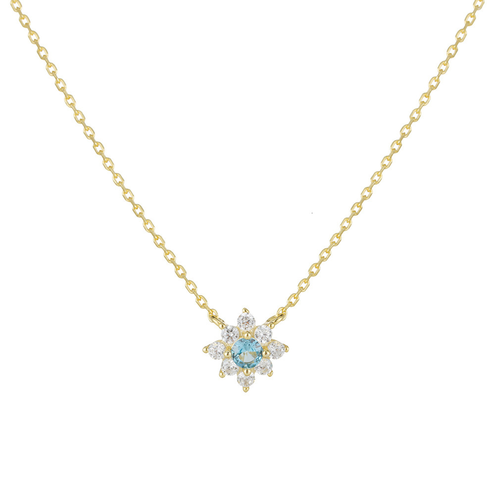Jewelry Fresh Floral Dia Pendant Necklace for Women Sier Micro Inlaid Zircon Flower Collarbone Chain