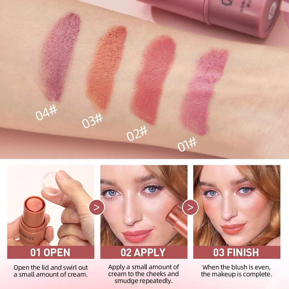 Multi-Tone Creamy Blush Stick Makeup Long-Lasting Waterproof Simple High-End Lip Cheek Tint High Pigment Hydrating Pink Blusher 250813