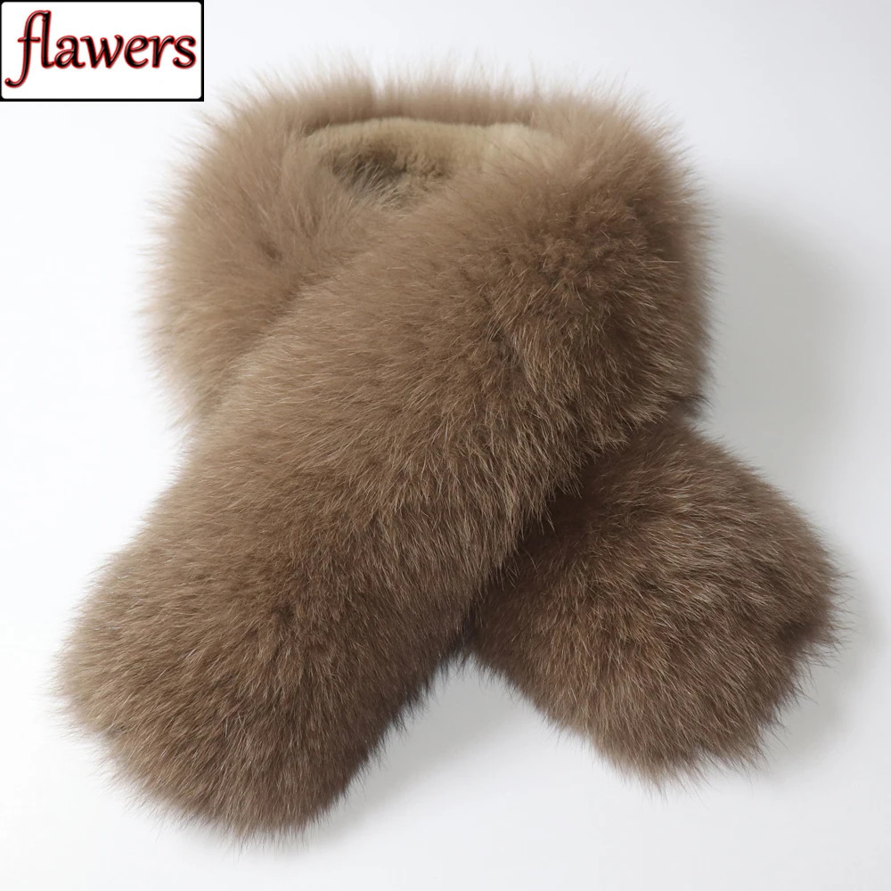 Women Fashion Fox Fur Scarf Natural Warm Fluffy Fox Fur Scarves Collar Lady Winter Thick 100% Genuine Fox Fur Mufflers 250808