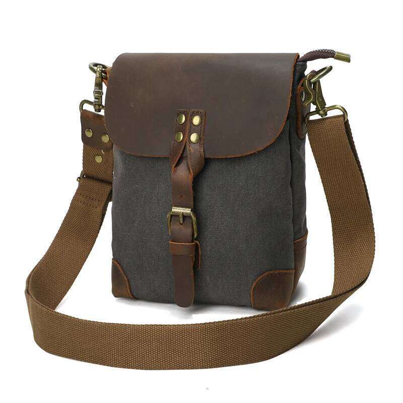 City Bag Retro Canvas Small Shoulder Bag Men's Leather Crossbody Bags Women Phone Pouch For Travel Everyday Use