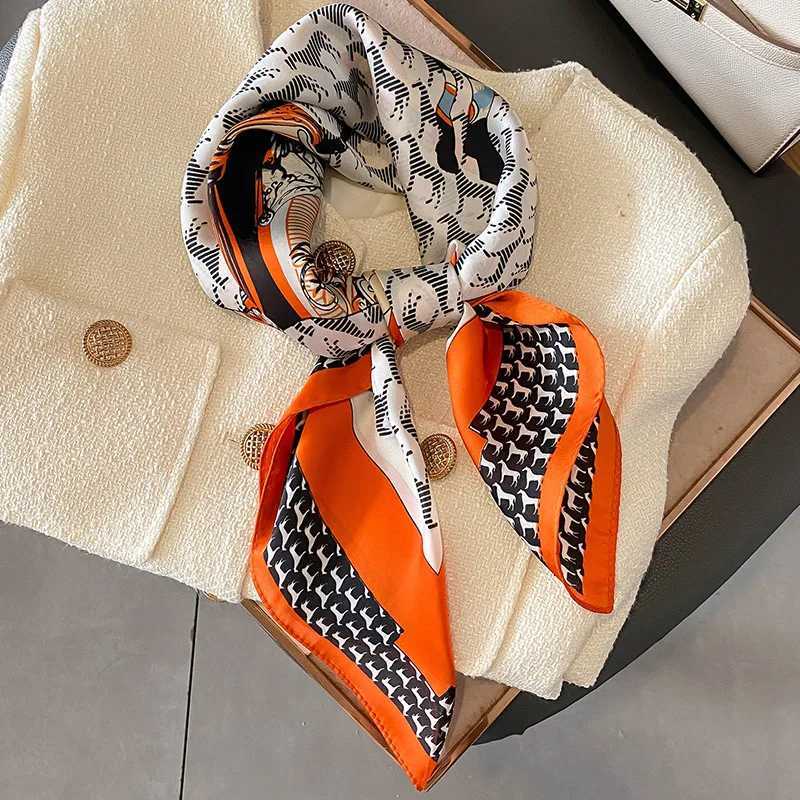 2024 Horse Print Silk Neck Scarf Female Square Hair Scarves Foulard Headband Shawls Wraps Neckerchief Bandana Women Z2508014