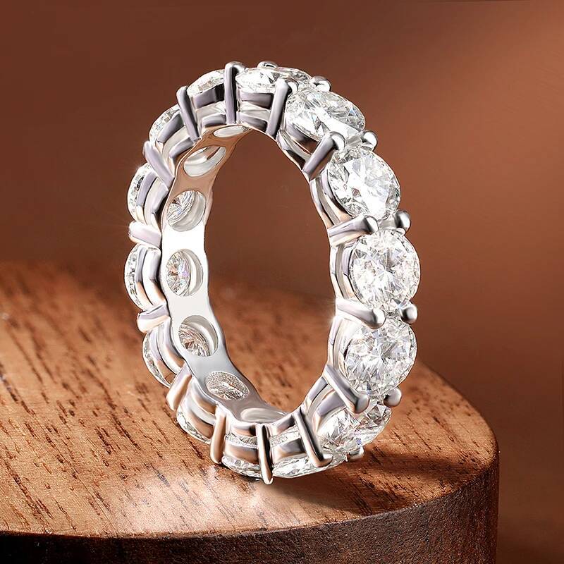 KNOBSPIN D VVS1 Moissanite Ring GRA Certified 5mm Lab Diamond s925 Sterling Silver 18k White Gold Engagement Rings for Women Man