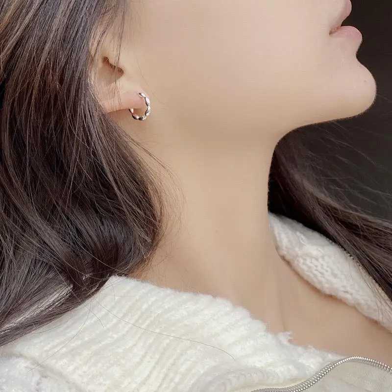 925 Sterling Silver Olive Branch Hoop Earrings Simple Temperament Inlaid for Women Wedding Jewelry Accessories XJ250814