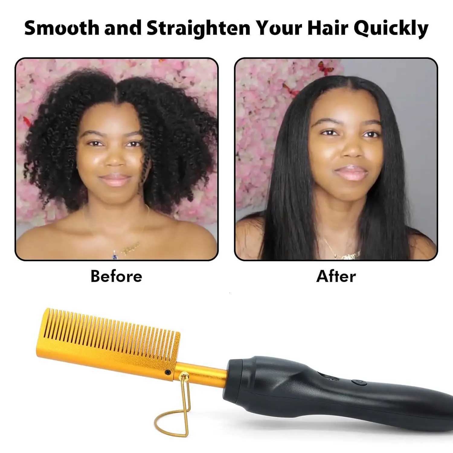 Hair Straightener Flat Irons Wet Dry Use Hot Comb Heating Hair Straight Styler Curling Iron Comb Fast Heating Press Comb W250814