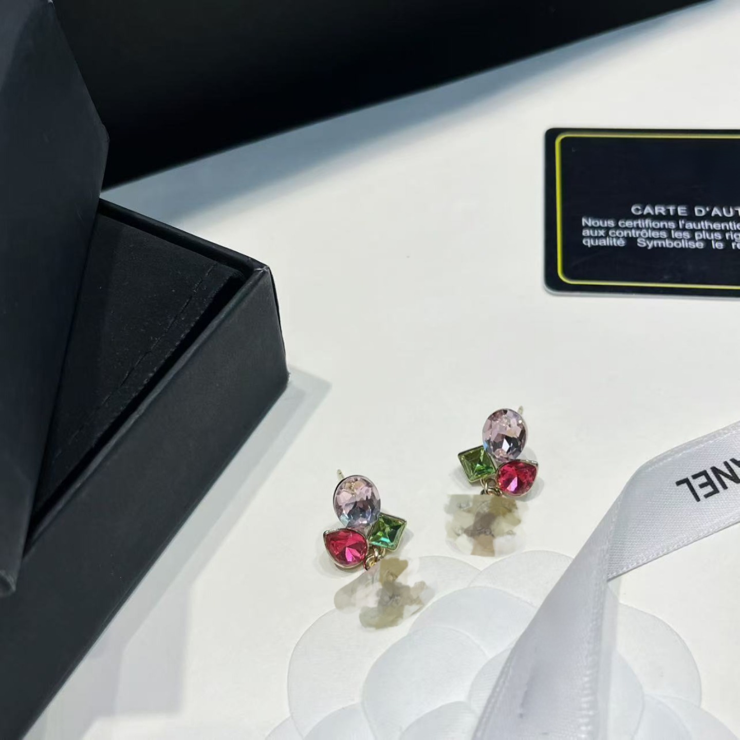 Colorful Crystal Color - Block Double C Earrings, Light Luxury, Exquisite and Versatile Earrings ever fade