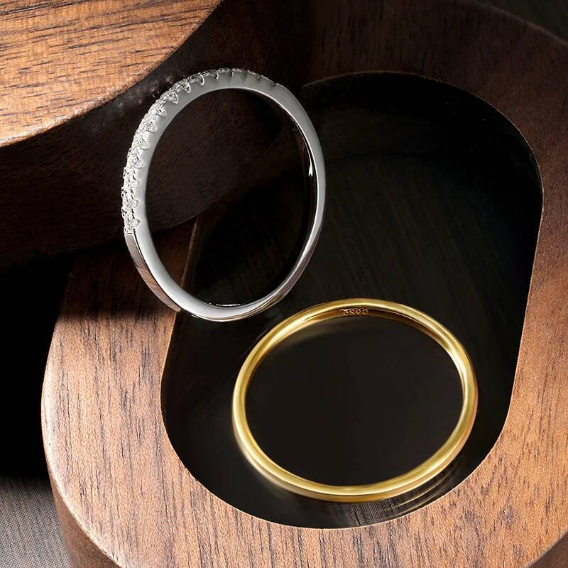 KNOBSPIN D VVS1 Moissanite Stacking Rings for Women Man GRA Diamond Jewelry s925 Sterling Silver Plated 18k Gold Wedding Band