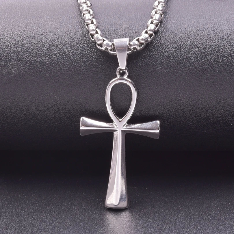 4mm Width Stainless Steel Jewelry Chain Necklaces For Women Men Accessories Ankh Cross Pendant Charm Necklace Statement Fashion 250812