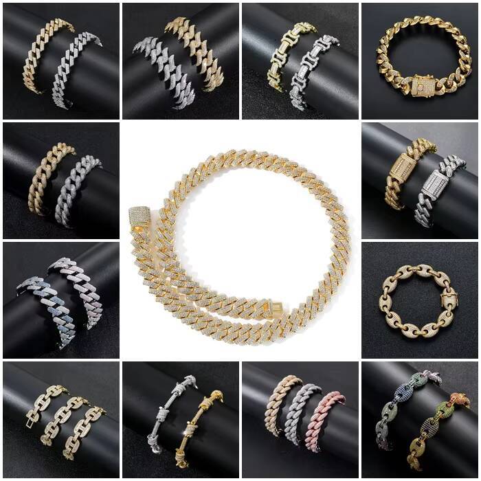 Stylish 925 Silver Moissanite Cuban Chain Necklace 2 Rows Hip Hop Bling Multiple Sizes Gift for Occasions