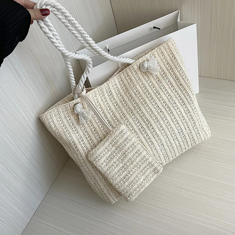 Fashion Large Capacity Straw Tote Bag er Women Handbags Handamde Woven Summer Beach Bag Casual Bali Big Purse250813