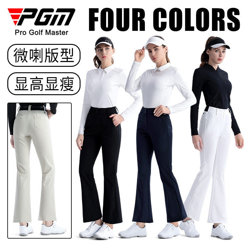 PGM Golf Clothing Womens Summer Stretch Micro-flared High-waisted Trousers Back Elastic Band Sports Pas 250122