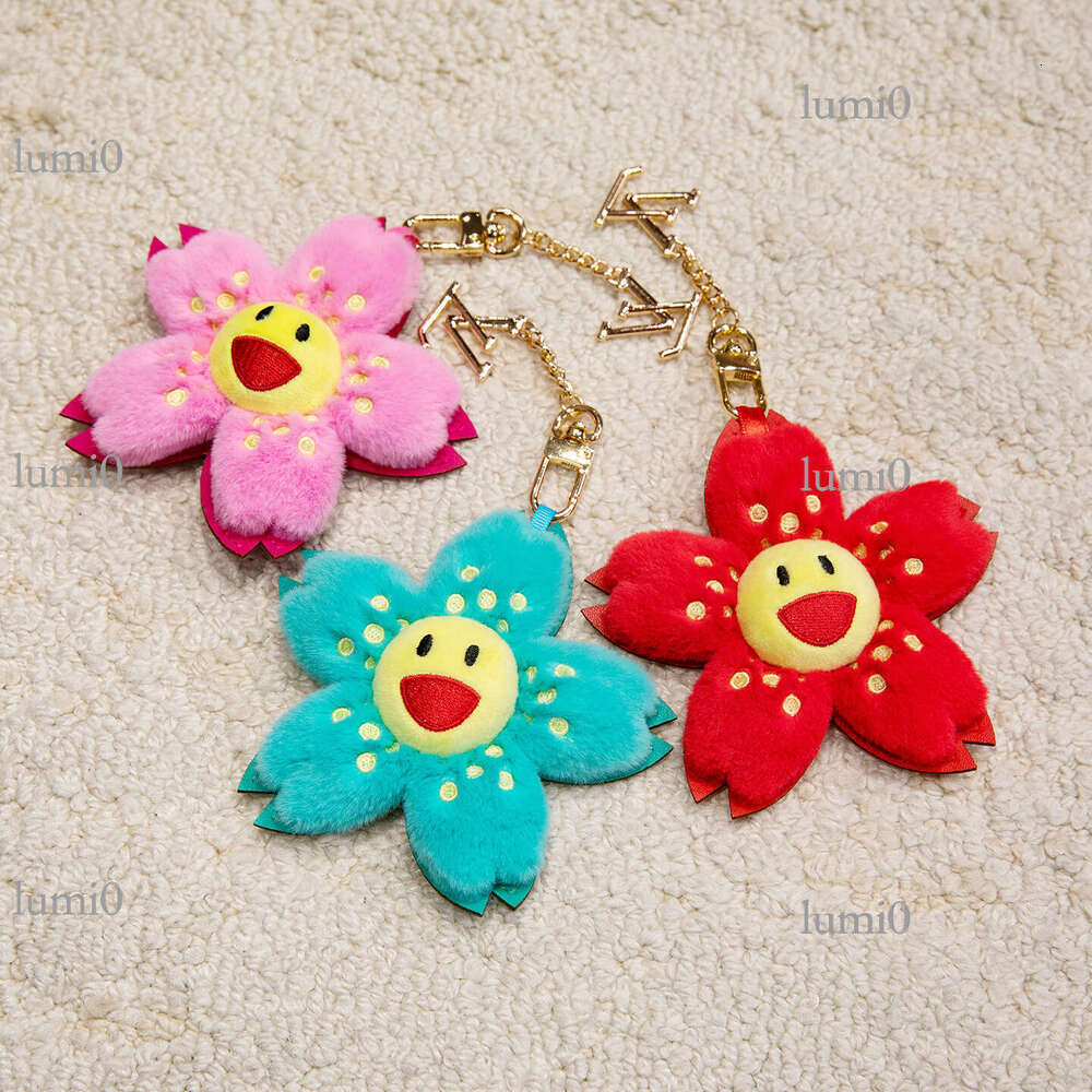 Creative Suower Plush Toy Little Red Flower Keychain Girl Bag Pendant Student Backpack Decoration