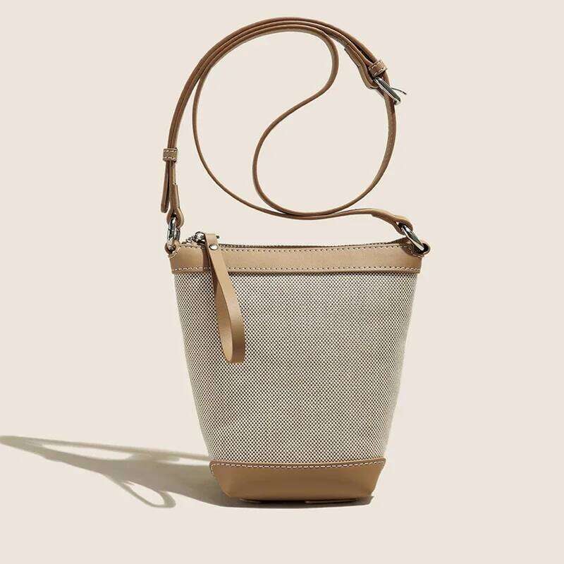 City Bag 2024 Genuine Leather Canvas Crossbody Women's Bucket Autumn Winter Ladies Designer Brand Lightweight Small Bag
