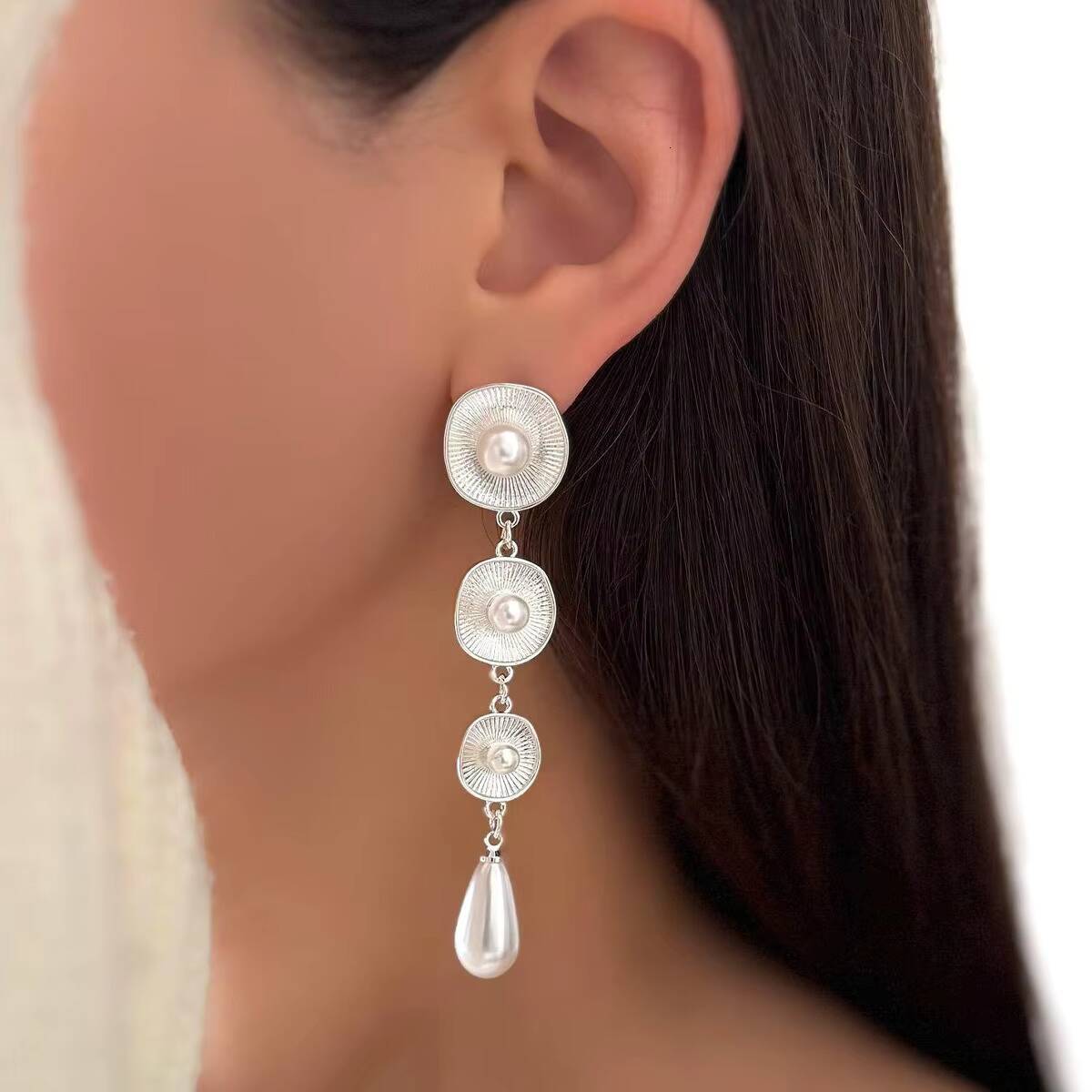 bohemian Earrings for Women New Water Drop Design Exaggerated Personality Imitation Pearl fashion