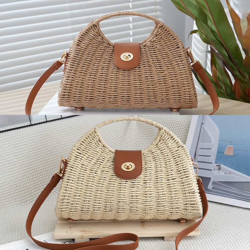 Luxury Brand Designer Bag Beach Vacation Style Beach Bag Summer New Artistic Retro Woven Bag Handheld Shoulder Crossbody Bag With Handle For Women