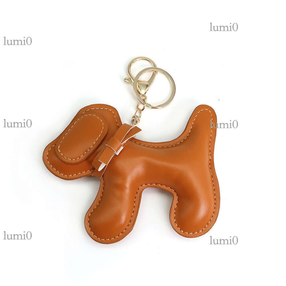 Cute Puppy PU Leather Oil Edge Big Decoration Creative Dog Keychain Bag Pendant