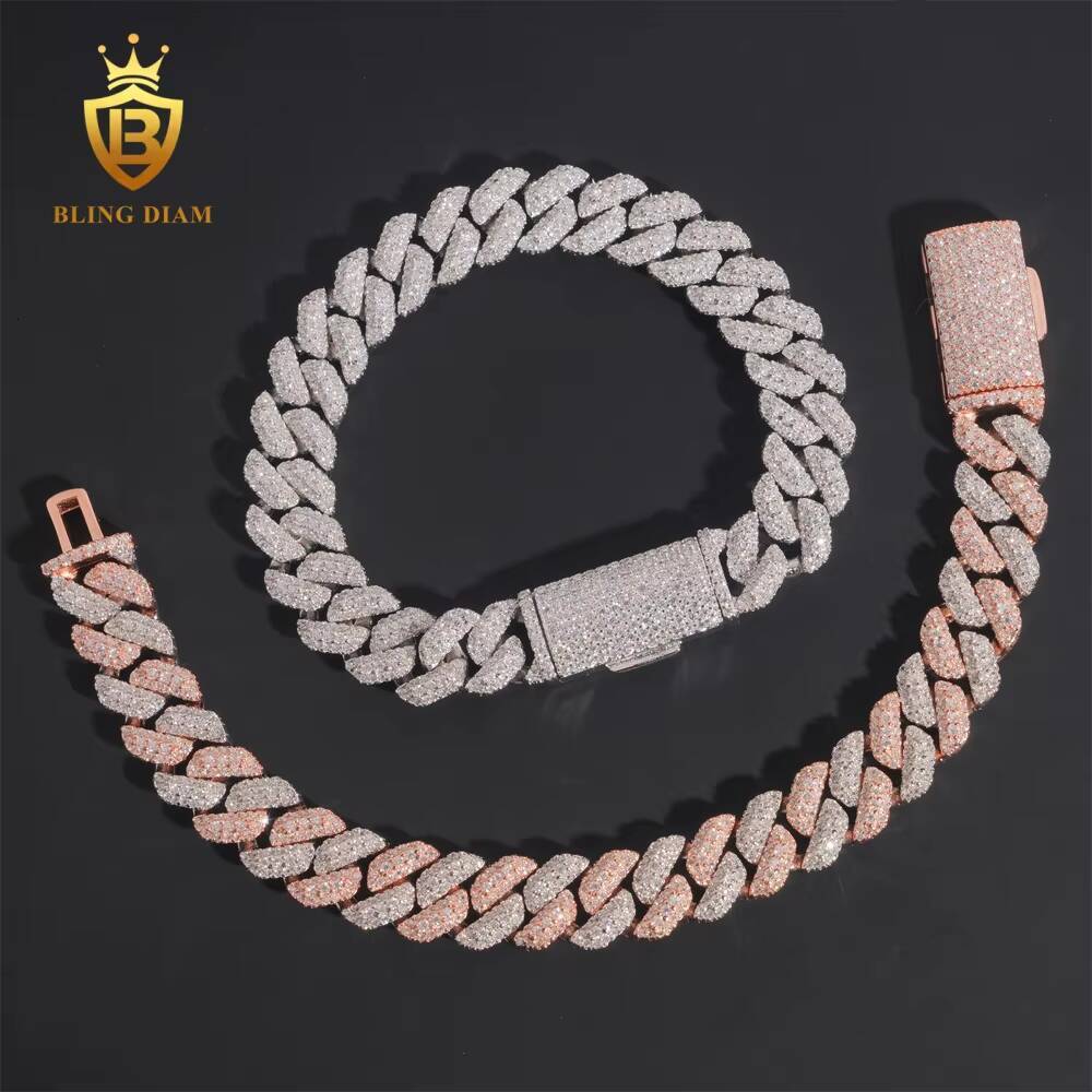 Customized 10MM Hip Hop Jewelry 925 Sterling Silver Moissanite VVS Diamond Cuban Chain Bracelet