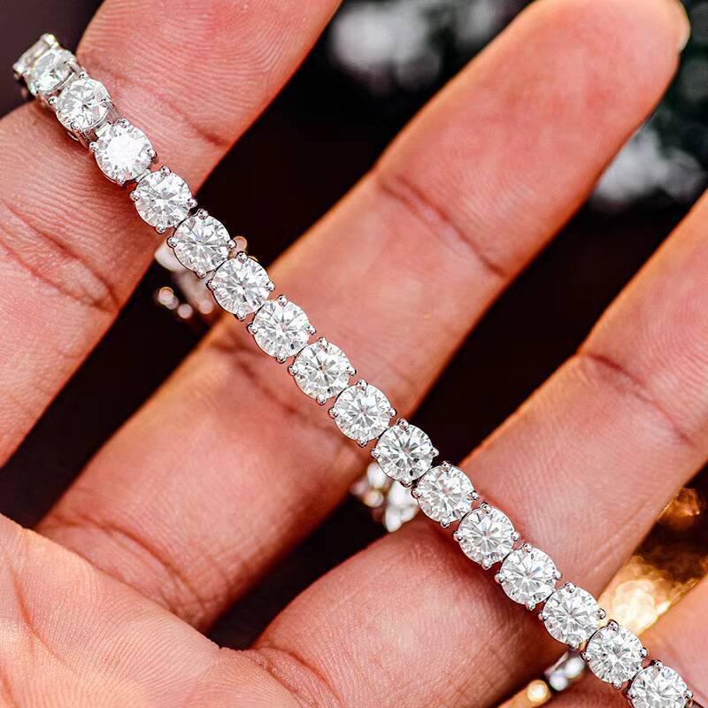 Fine Jewelry Necklaces Hip Hop S925 Silver VVS Moissanite Diamond Cluster Iced Out Tennis Chain Bracelet Necklace for Men Women