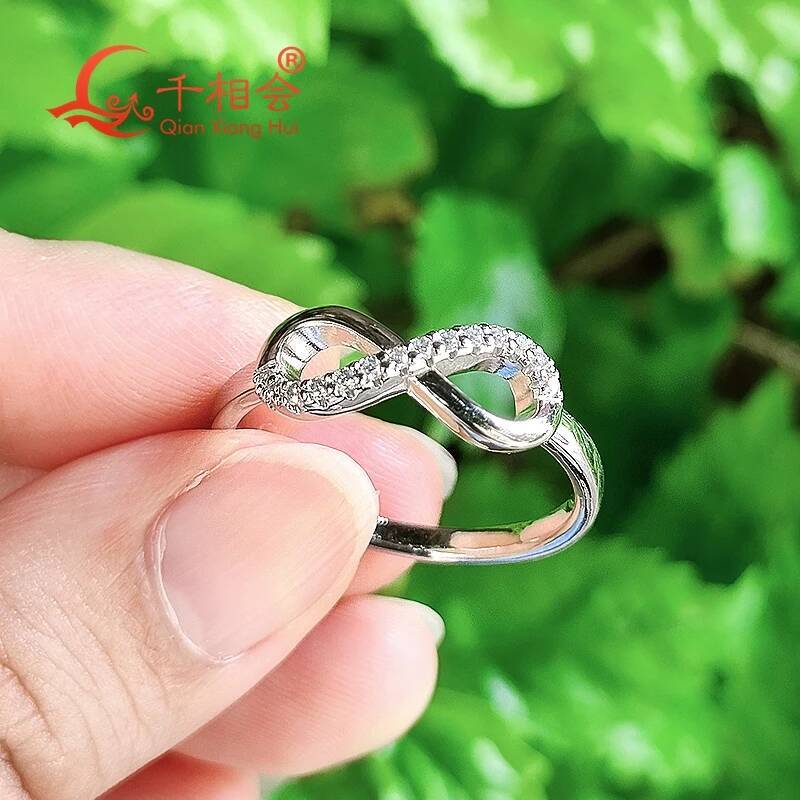 Infinity love S925 silver Ring 1.3mm Melee D VVS white color Moissanite diamond 8 Design rings Jewelry dating gift wedding