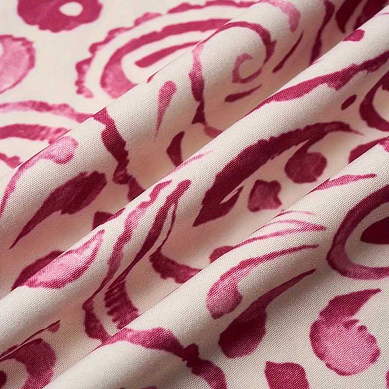 2024 Summer New Dress Fashion V-neck Women Comting No Rules Rose-red Print Casual Flared Sve Dress Beach Vacation Women XJ250814