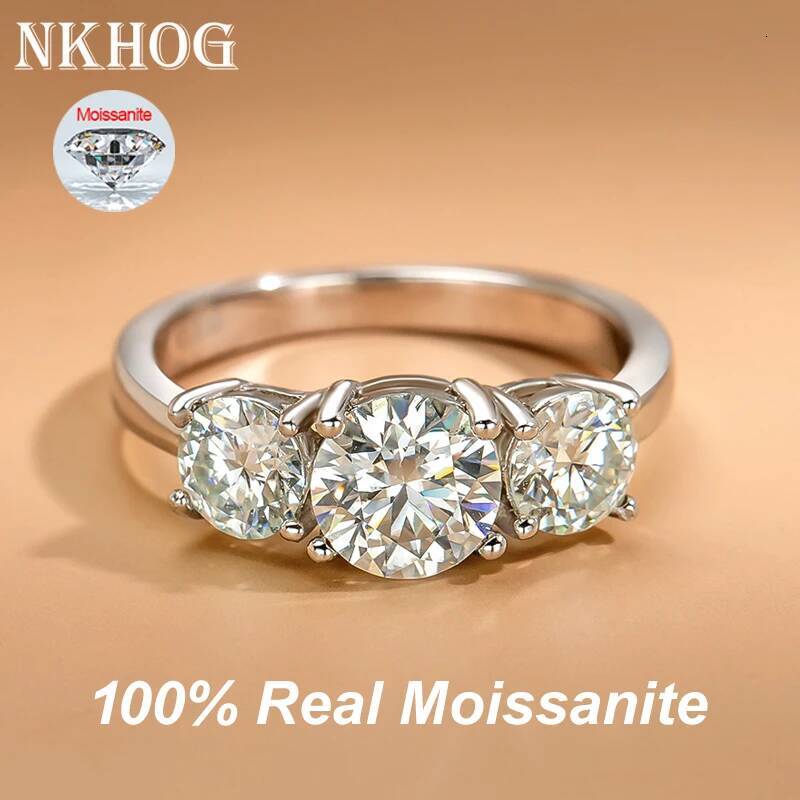 100% Real S925 Silver 4cttw Moissanite Rings Women No Fade White Gold Plated Jewelry D VVS1 Pass Diamond Test GRA Certified Ring