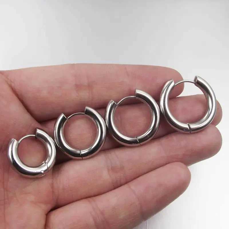 2 Pieces 4mm Thick Stainless Steel Earrings Cute Big Round Circle Earrings Hoop Earrings Huggie Jewelry for Men and Women Gift XJ250814