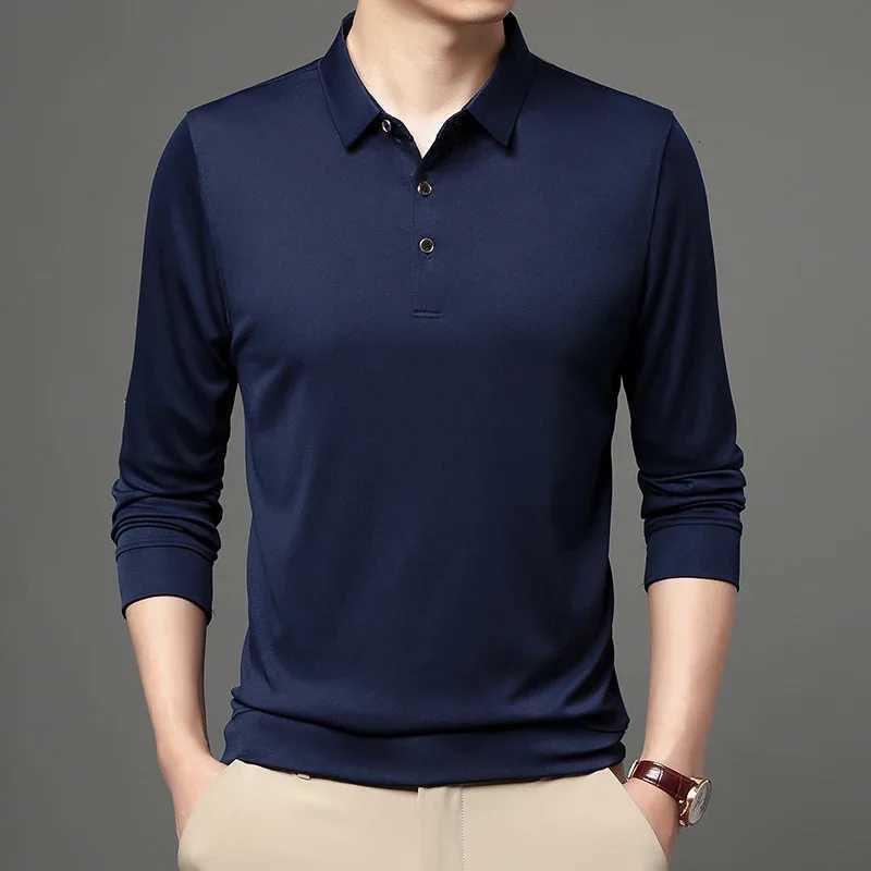 Spring and Autumn Long Sleeve Polo Shirt Polo Collar Solid Mens Long Sleeve T-shirt XJ250804