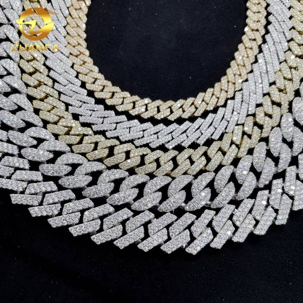 Hot Selling Ready to Ship Pass Diamond Tester Hip Hop Jewelry 10mm VVS Moissanite Cuban Link Chain 925 Silver Iced Out Necklace