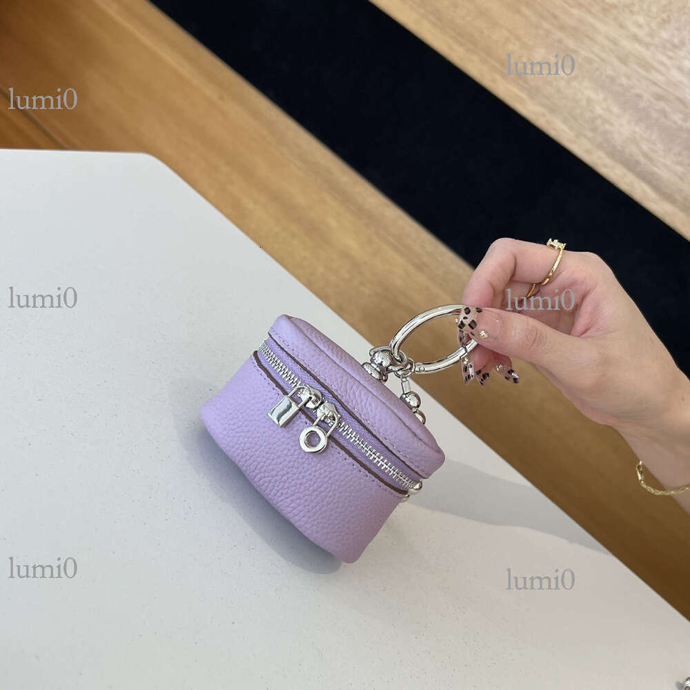 Ins Style Simple Portable Neck Lipstick Makeup Genuine Leather Earphone Top Layer Cowhide Mini Bag Hanging Ornament